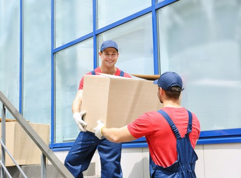 Modern moving trucks ready for dispatch